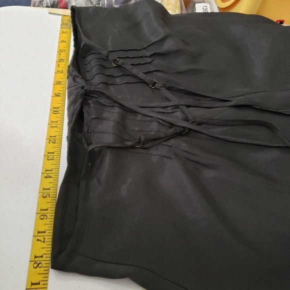 Anthropologie Womens Strappy Wide Leg Jumpsuit Size XL Black Sleeveless Zip - Picture 8 of 12